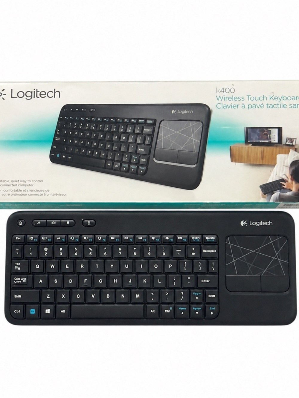 Logitech Wireless Touch Keyboard K400 with Built-In Multi-Touch Touchpad, Black